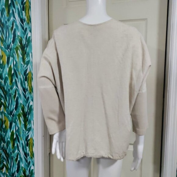 Coco Artsey Gauzy Lagenlook Linen Oversized Full Zip Jacket Taupe Womens Sze 3XL - Picture 3 of 6